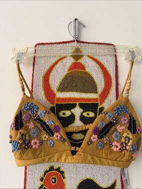 “free People” Stunning Embroidered Bathing Suit Top
